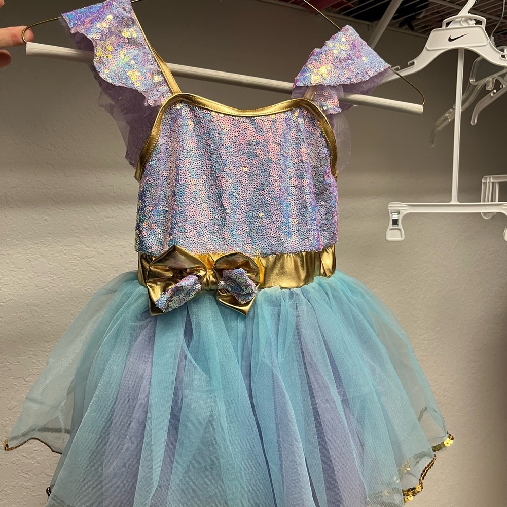 A wish come true Sparkling ballerina Costume with bow - Purple, Blue, Gold